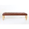 Highgrove Tan Brown Leather Studded Large Oak Dining Bench - SPRING SALE - 3