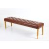 Highgrove Tan Brown Leather Studded Large Oak Dining Bench - SPRING SALE - 4