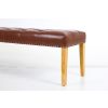 Highgrove Tan Brown Leather Studded Large Oak Dining Bench - SPRING SALE - 7