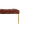 Highgrove Tan Brown Leather Studded Large Oak Dining Bench - SPRING SALE - 8
