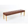 Highgrove Tan Brown Leather Studded Large Oak Dining Bench - SPRING SALE - 2