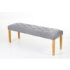 Highgrove Silver Grey Fabric Studded Medium Oak Dining Bench - 10% OFF SPRING SALE - 5