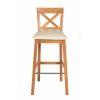 Java Cross Cream Leather Oak Kitchen Stool - 10% OFF SPRING SALE - 4