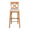 Java Cross Oak Bar Stool with Beige Linen Seat Pad - 10% OFF SPRING SALE - 4