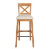 Java Cross Oak Bar Stool with Beige Linen Seat Pad - 20% OFF SPRING SALE - 4