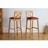 Java Cross Tall Oak Kitchen Bar Stool with Red Leather Pad - 20% OFF SPRING SALE - 2