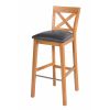 Java Cross Tall Oak Kitchen Stool in Black Leather - 10% OFF SPRING SALE - 3