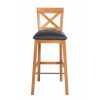 Java Cross Tall Oak Kitchen Stool in Black Leather - 10% OFF SPRING SALE - 4