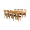 Lichfield Double Extending 240cm Oak Table 8 Chelsea Brown Leather Oak Chairs Set - SPRING SALE - 4