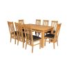 Lichfield Double Extending 240cm Oak Table 8 Chelsea Brown Leather Oak Chairs Set - SPRING SALE - 5