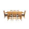 Lichfield Double Extending 240cm Oak Table 8 Chelsea Brown Leather Oak Chairs Set - SPRING SALE - 7