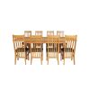 Lichfield Double Extending 240cm Oak Table 8 Chelsea Brown Leather Oak Chairs Set - SPRING SALE - 8