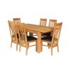 Lichfield Double Extending 210cm Oak Table 6 Chelsea Brown Leather Chairs - SPRING SALE - 4