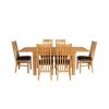 Lichfield Double Extending 210cm Oak Table 6 Chelsea Brown Leather Chairs - SPRING SALE - 6