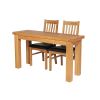 Lichfield 140cm Narrow Flip Top Extending Oak Table 2 Chelsea Brown Leather Chairs Set - SPRING SALE - 2