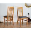 Lichfield 140cm Narrow Flip Top Extending Oak Table 4 Chelsea Brown Leather Chairs Set - SPRING SALE - 3
