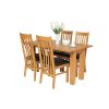 Lichfield 140cm Narrow Flip Top Extending Oak Table 4 Chelsea Brown Leather Chairs Set - SPRING SALE - 2