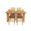 Lichfield 140cm Narrow Flip Top Extending Oak Table 4 Chelsea Brown Leather Chairs Set - SPRING SALE - 5