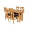 Lichfield 140cm Narrow Flip Top Extending Oak Table 4 Chelsea Brown Leather Chairs Set - SPRING SALE - 6