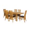 Lichfield 210cm Double Extending Table 6 Lichfield Brown Leather Chair Set - 2