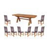 Country Oak 230cm Cross Leg Oval and 8 Titan Brown Leather Chairs - 2