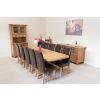 280cm Country Oak X Leg Oval 10 Titan Brown Leather Chairs - 2