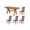 Country Oak 130cm to 180cm X Leg Oval and 4 Titan Brown Chairs - 2