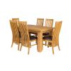 Riga 140cm Oak Table 6 Lichfield Brown Leather Oak Chair Set - 2