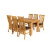 Riga 140cm Oak Table 6 Lichfield Brown Leather Oak Chair Set - 3