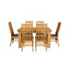 Riga 140cm Oak Table 6 Lichfield Brown Leather Oak Chair Set - 4