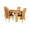 Riga 140cm Oak Table 6 Lichfield Brown Leather Oak Chair Set - 7
