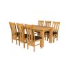 Riga 140cm Oak Table 6 Churchill Brown Leather Oak Chair Set - 2