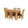 Riga 140cm Oak Table 6 Churchill Brown Leather Oak Chair Set - 3