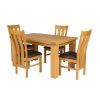 Riga 140cm Oak Table 6 Churchill Brown Leather Oak Chair Set - 6