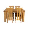 Riga 140cm Oak Table 6 Churchill Brown Leather Oak Chair Set - 9
