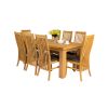 Riga 180cm Oak Table 8 Lichfield Brown Leather Oak Chair Set - 2