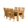 Riga 180cm Oak Table 8 Lichfield Brown Leather Oak Chair Set - 4