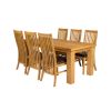 Riga 180cm Oak Table 8 Lichfield Brown Leather Oak Chair Set - 4