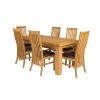 Riga 180cm Oak Table 8 Lichfield Brown Leather Oak Chair Set - 5