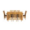 Riga 180cm Oak Table 8 Churchill Brown Leather Oak Chair Set - 3