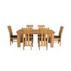 Riga 180cm Oak Table 8 Churchill Brown Leather Oak Chair Set - 6