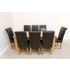 Riga 1.8m Oak Table 8 Titan Brown Leather Dining Chairs Set - 4