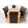 Riga 1.8m Oak Table 8 Titan Brown Leather Dining Chairs Set - 5