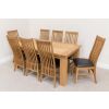 Riga 1.8m Oak Dining Table 8 Lichfield Brown Leather Chairs Set - 2