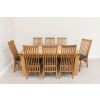 Riga 1.8m Oak Dining Table 8 Lichfield Brown Leather Chairs Set - 3
