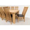 Riga 1.8m Oak Dining Table 8 Lichfield Brown Leather Chairs Set - 5