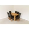 Riga 1.4m Oak Table 6 Titan Brown Leather Chairs Set - 3