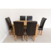 Riga 1.4m Oak Table 6 Titan Brown Leather Chairs Set - 5