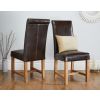 Riga 1.4m Oak Table 6 Titan Brown Leather Chairs Set - 6