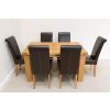 Riga 1.4m Oak Table 6 Emperor Brown Leather Chairs Set - 3